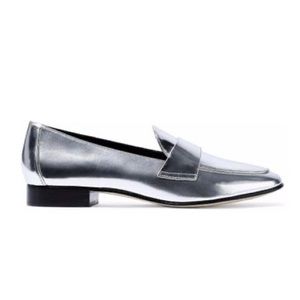 DVF Lafayette Silver Loafers